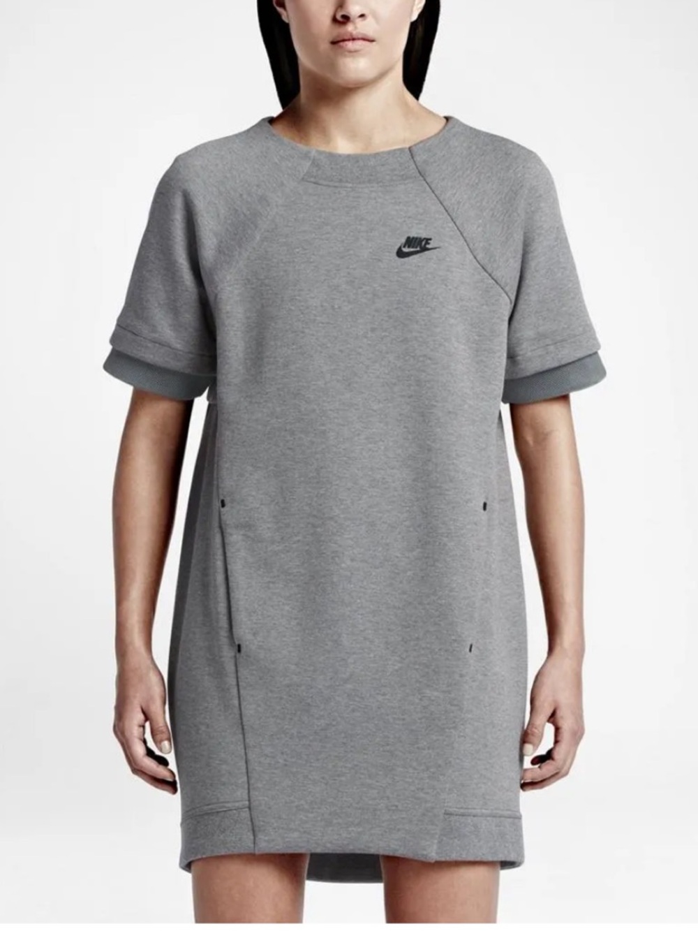 Nike Tech Fleece Dress Womens Large Tunic Grey sweatshirt style with pockets